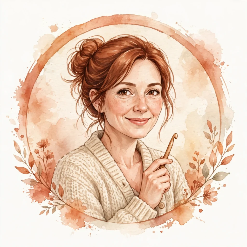Watercolor illustration of Tammy, the founder of CozyCrochetHQ
